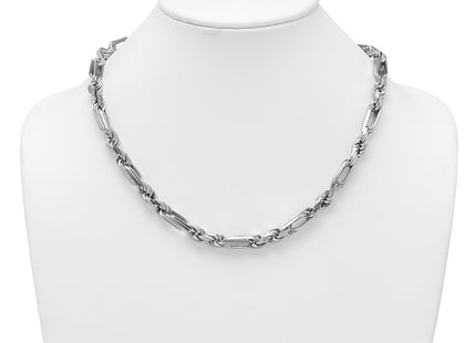 Sterling Silver Rhodium-plated Polished Figaro Rope Chain Bracelet, 20 x 7.9mm