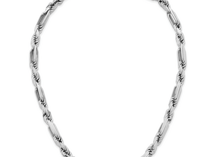 Sterling Silver Rhodium-plated Polished Figaro Rope Chain Bracelet, 20 x 7.9mm