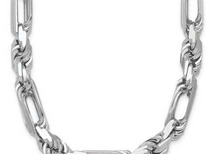 Sterling Silver Rhodium-plated Polished Figaro Rope Chain Bracelet, 20 x 7.9mm