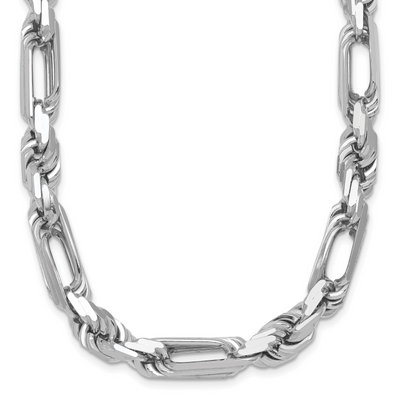 Sterling Silver Rhodium-plated Polished Figaro Rope Chain Necklace, 20 x 7.9mm