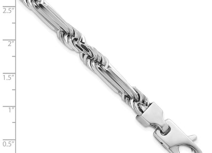 Sterling Silver Rhodium-plated Polished Figaro Rope Chain Bracelet (Style QG6930-8)
