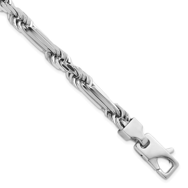 Sterling Silver Rhodium-plated Polished Figaro Rope Chain Bracelet, 20 x 7.9mm