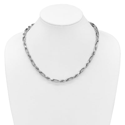 Sterling Silver Rhodium-plated Polished Figaro Rope Chain Necklace