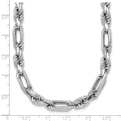 Sterling Silver Rhodium-plated Polished Figaro Rope Chain Necklace