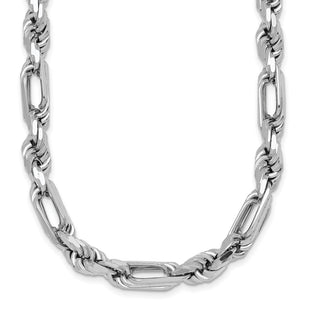 Sterling Silver Rhodium-plated Polished Figaro Rope Chain 19. Necklace (Style QG6931-20)