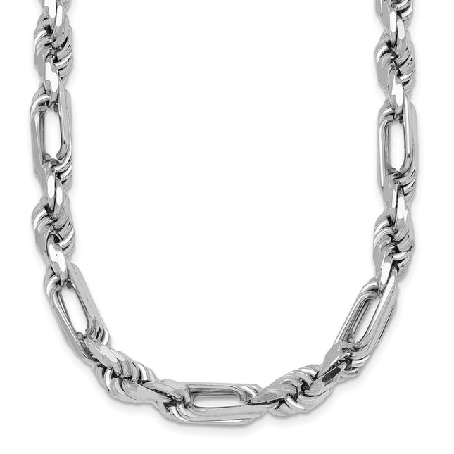 Sterling Silver Rhodium-plated Polished Figaro Rope Chain 19. Necklace