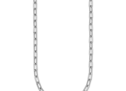 Sterling Silver Rhodium-plated Polished and Twisted Paperclip Link with Extension Necklace (Style QG6934-16)