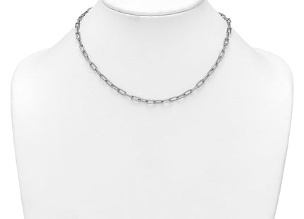 Sterling Silver Rhodium-plated Polished and Twisted Paperclip Link with Extension Necklace (Style QG6934-16)