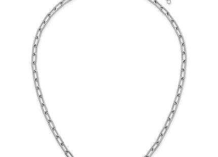 Sterling Silver Rhodium-plated Polished and Twisted Paperclip Link with Extension Necklace (Style QG6934-16)
