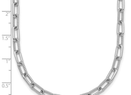Sterling Silver Rhodium-plated Polished and Twisted Paperclip Link with Extension Necklace (Style QG6934-16)