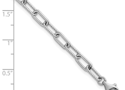 Sterling Silver Rhodium-plated Polished and Twisted Paperclip Link with Extension Necklace