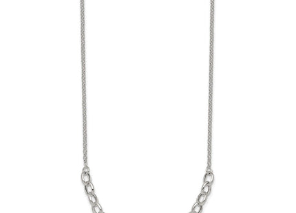 Sterling Silver Polished Fancy Graduated Cable Link with Extension Necklace (Style QG6935-16)