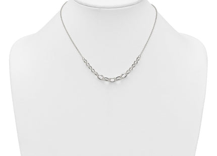 Sterling Silver Polished Fancy Graduated Cable Link with Extension Necklace (Style QG6935-16)