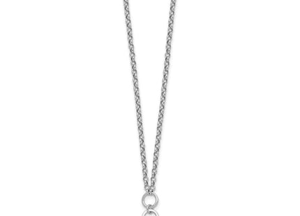Sterling Silver Rhodium-plated Polished with extender Round Disc Necklace (Style QG6936-16)