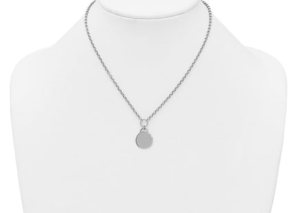 Sterling Silver Rhodium-plated Polished with extender Round Disc Necklace (Style QG6936-16)