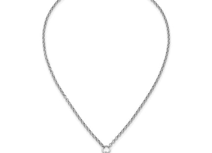 Sterling Silver Rhodium-plated Polished with extender Round Disc Necklace (Style QG6936-16)