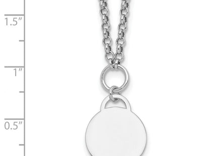 Sterling Silver Rhodium-plated Polished with extender Round Disc Necklace (Style QG6936-16)