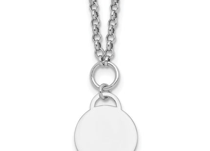 Sterling Silver Rhodium-plated Polished with extender Round Disc Necklace (Style QG6936-16)