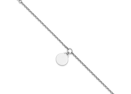 Sterling Silver Rhodium-plated Polished with extender Round Disc Necklace