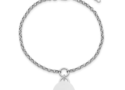 Sterling Silver Rhodium-plated Polished with extender Round Disc Necklace