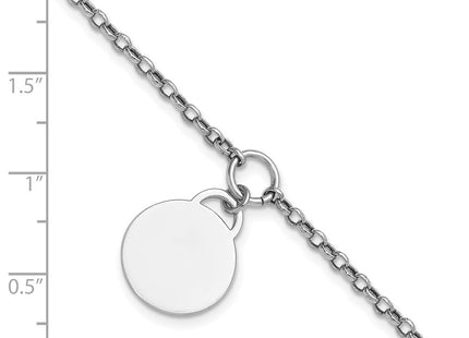 Sterling Silver Rhodium-plated Polished with extender Round Disc Necklace