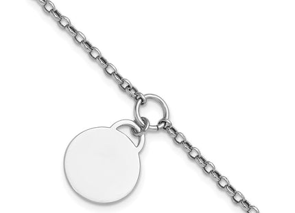 Sterling Silver Rhodium-plated Polished with extender Round Disc Necklace