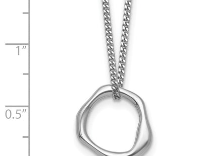 Sterling Silver Rhodium-plated Polished with extender Abstract Necklace (Style QG6937-16)
