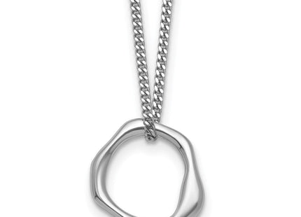 Sterling Silver Rhodium-plated Polished with extender Abstract Necklace (Style QG6937-16)