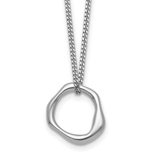 Sterling Silver Rhodium-plated Polished with extender Abstract Necklace (Style QG6937-16)