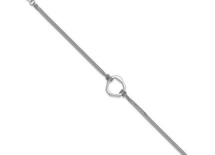 Sterling Silver Rhodium-plated Polished with extender Abstract 2-Strand Necklace