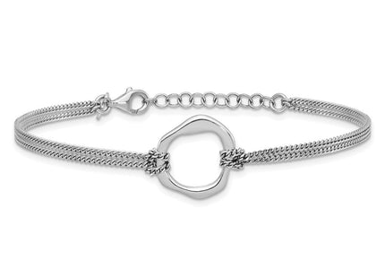 Sterling Silver Rhodium-plated Polished with extender Abstract 2-Strand Necklace