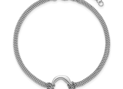 Sterling Silver Rhodium-plated Polished with extender Abstract 2-Strand Necklace