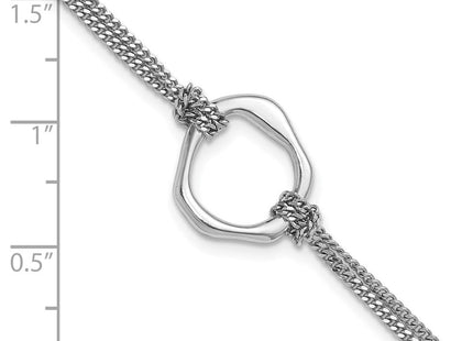 Sterling Silver Rhodium-plated Polished with extender Abstract 2-Strand Necklace