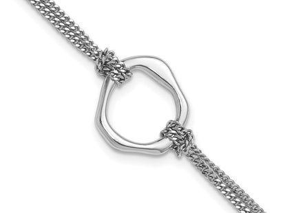 Sterling Silver Rhodium-plated Polished with extender Abstract 2-Strand Necklace