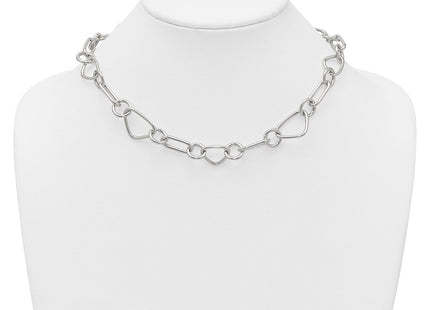 Sterling Silver Polished Triangle Round and Oval Link 17. Necklace (Style QG6938-17.5)