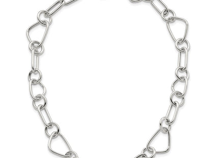 Sterling Silver Polished Triangle Round and Oval Link 17. Necklace (Style QG6938-17.5)