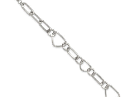 Sterling Silver Polished Triangle Round and Oval Link with extender Necklace