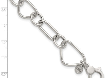 Sterling Silver Polished Triangle Round and Oval Link with extender Necklace
