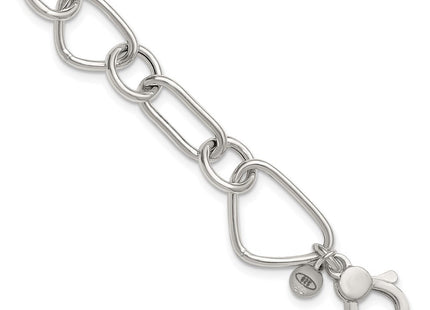 Sterling Silver Polished Triangle Round and Oval Link with extender Necklace