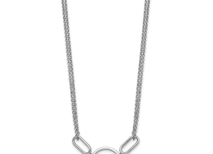 Sterling Silver Rhodium-plated Polished Circle with extension Necklace (Style QG6939-16)