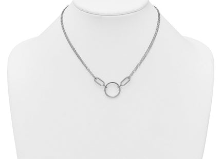 Sterling Silver Rhodium-plated Polished Circle with extension Necklace (Style QG6939-16)