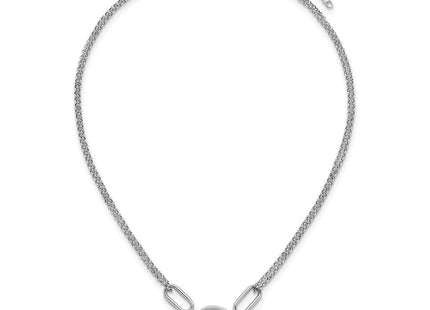 Sterling Silver Rhodium-plated Polished Circle with extension Necklace (Style QG6939-16)