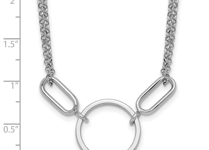 Sterling Silver Rhodium-plated Polished Circle with extension Necklace (Style QG6939-16)