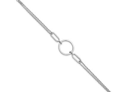 Sterling Silver Rhodium-plated Polished Circle with 0. extension Necklace
