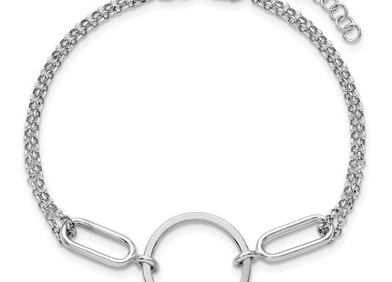 Sterling Silver Rhodium-plated Polished Circle with 0. extension Necklace