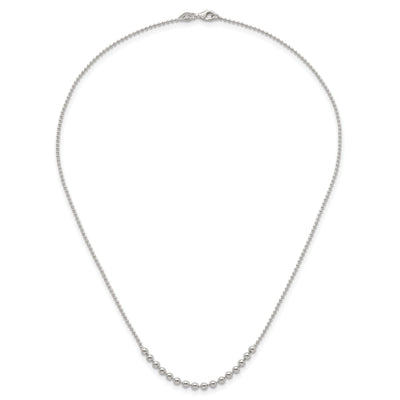 Sterling Silver Polished Center Beaded Necklace