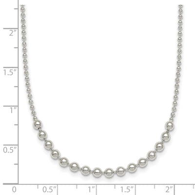 Sterling Silver Polished Center Beaded Necklace