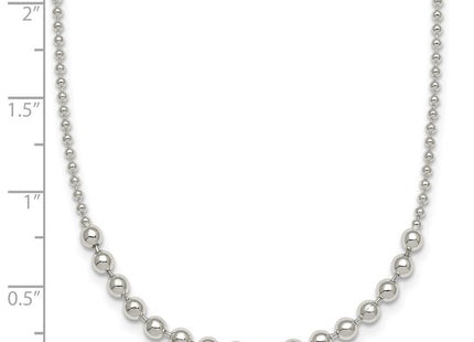Sterling Silver Polished Center Beaded Necklace (Style QG6943-18)