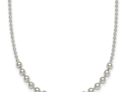 Sterling Silver Polished Center Beaded Necklace (Style QG6943-18)