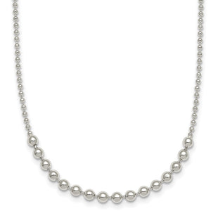 Sterling Silver Polished Center Beaded Necklace (Style QG6943-18)